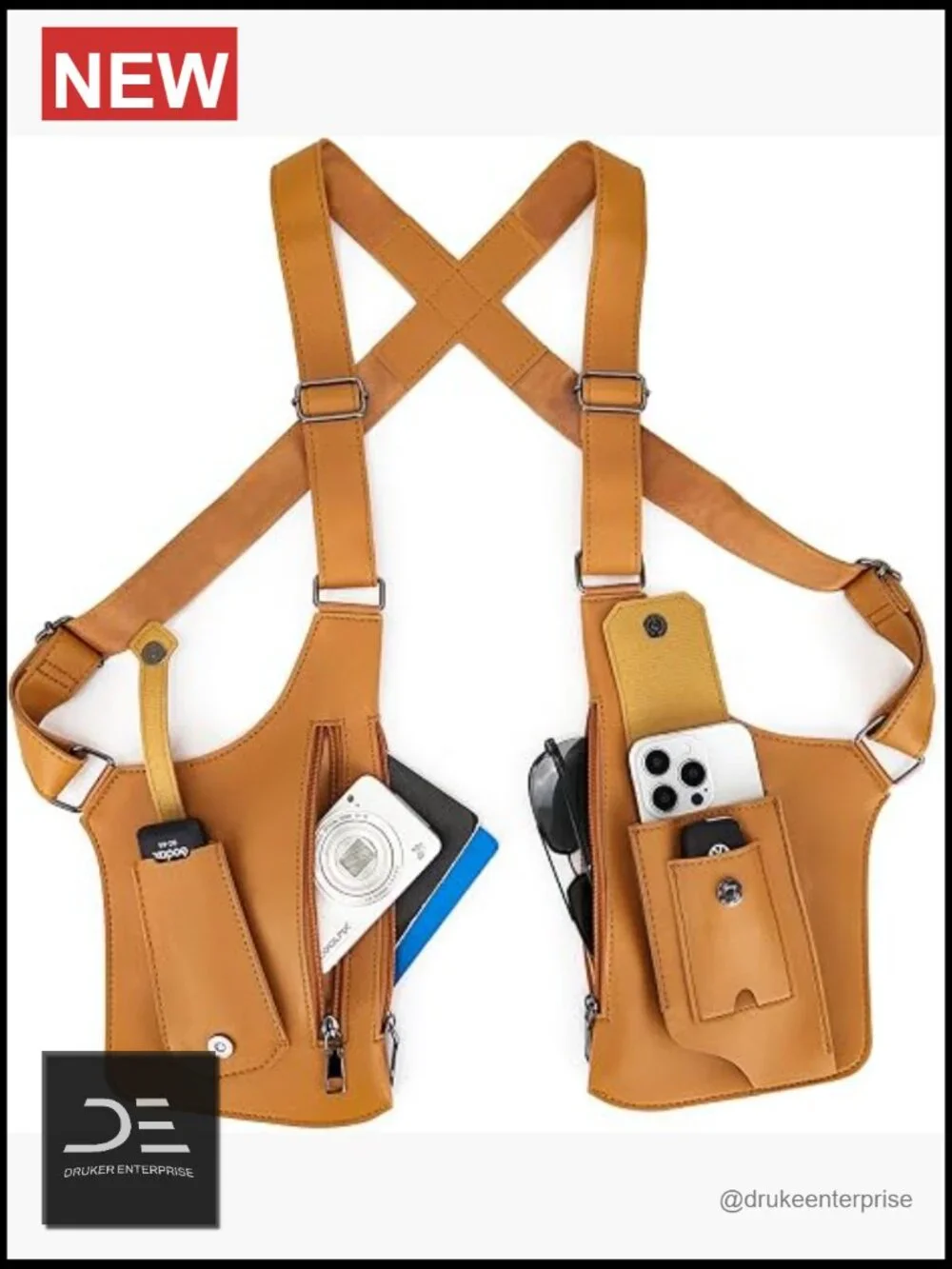 Double Shoulder Armpit Bag for Men Adjustable Strap Anti-Theft Travel Crossbody
